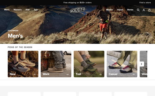 KEEN Footwear website screenshot