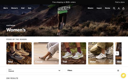 KEEN Footwear website screenshot