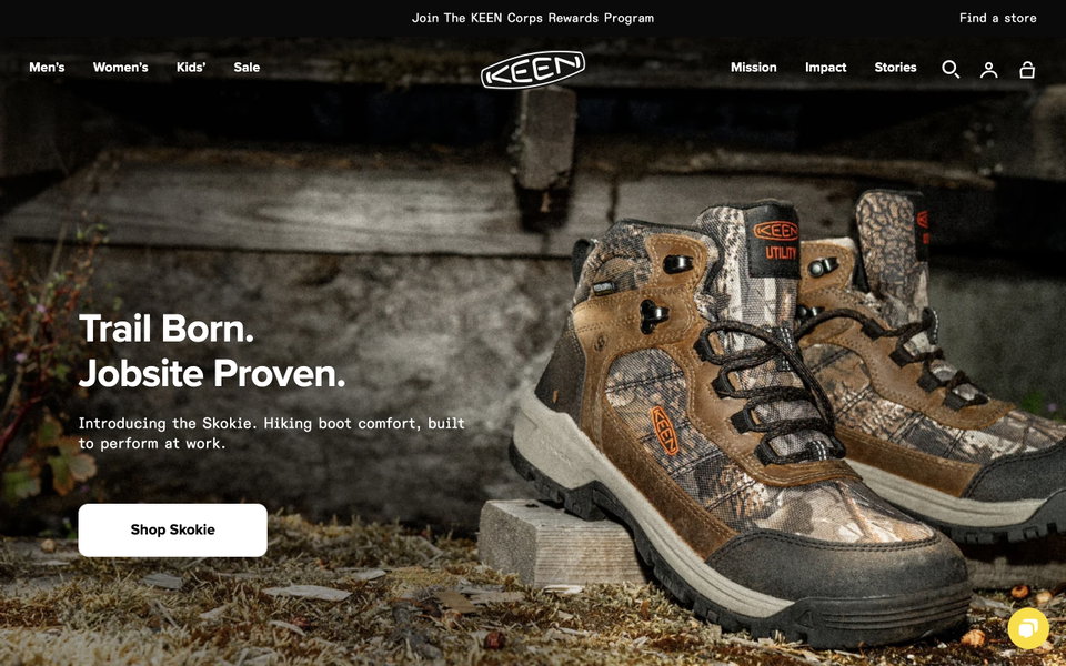 KEEN Footwear website