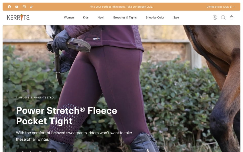 Kerrits Equestrian Apparel website