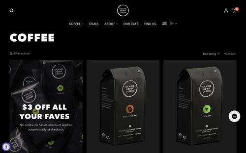 Kicking Horse Coffee website screenshot