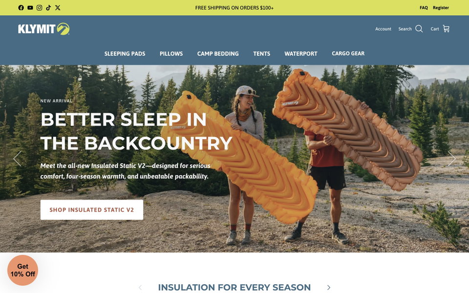 Klymit website