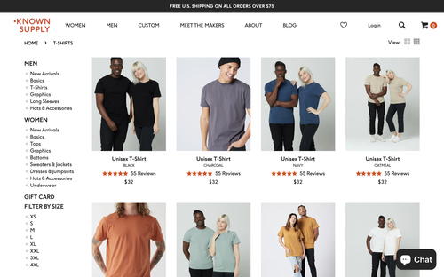 KNOWN SUPPLY website screenshot
