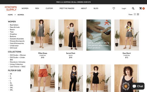 KNOWN SUPPLY website screenshot