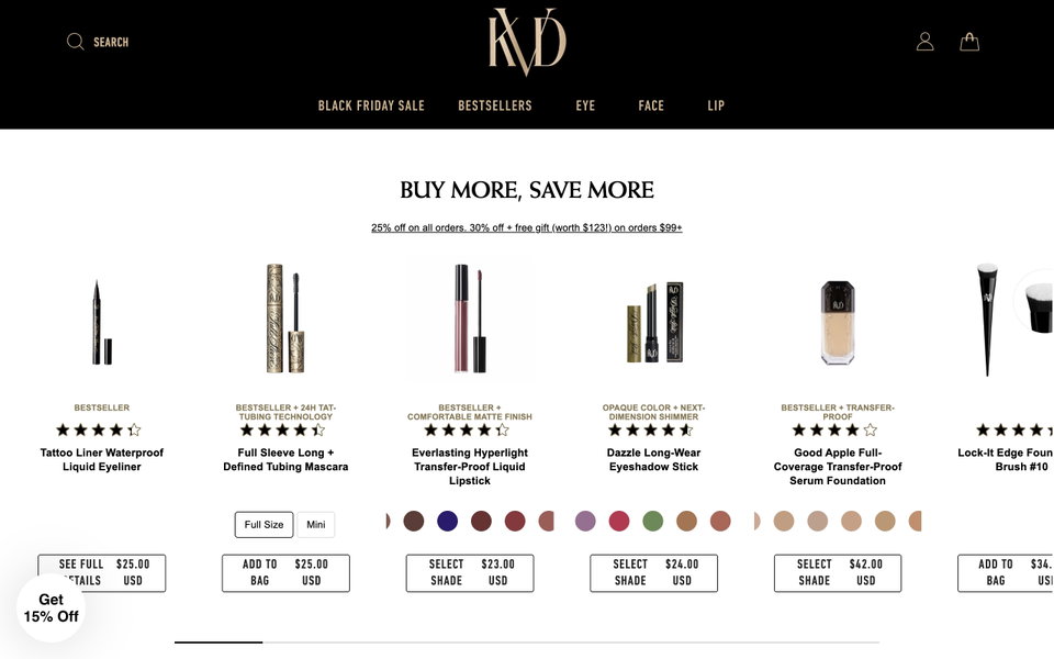 KVD Beauty website