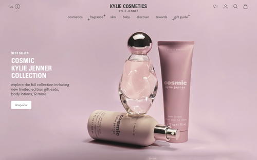 Kylie Cosmetics website screenshot