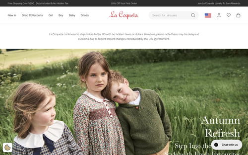 La Coqueta Kids website screenshot