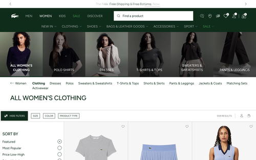 Lacoste website screenshot