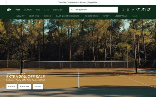 Lacoste website screenshot
