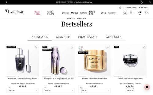 Lancôme website screenshot