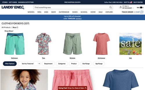 Lands' End website screenshot