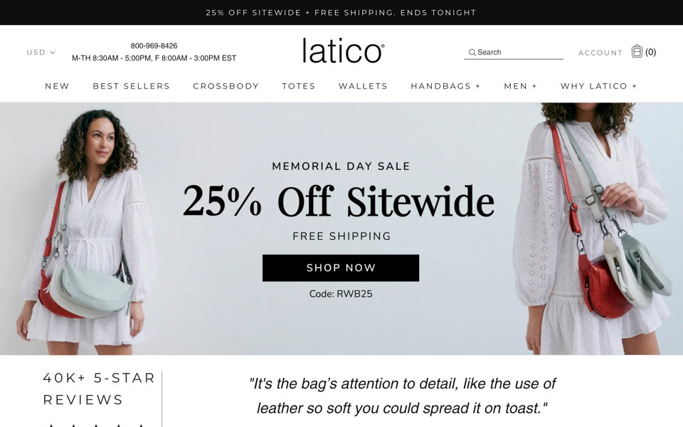 Latico Leathers website