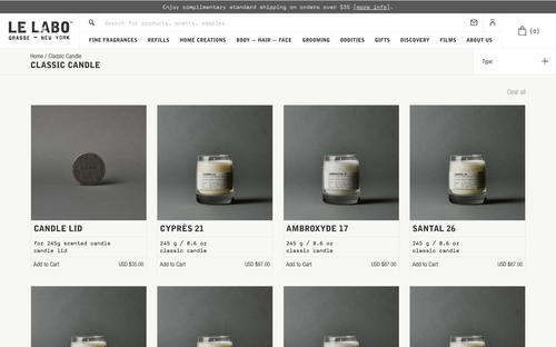 Le Labo website screenshot