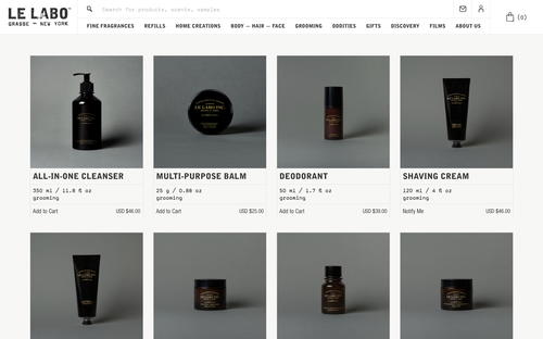 Le Labo website screenshot
