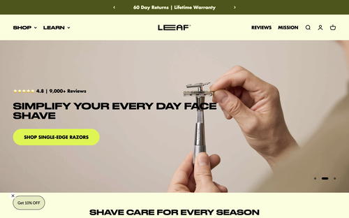 Leaf Shave website screenshot