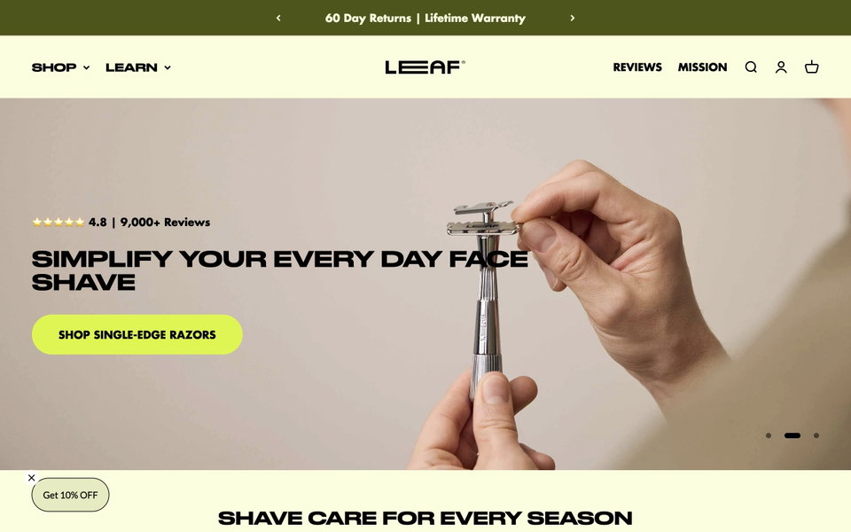 Leaf Shave website