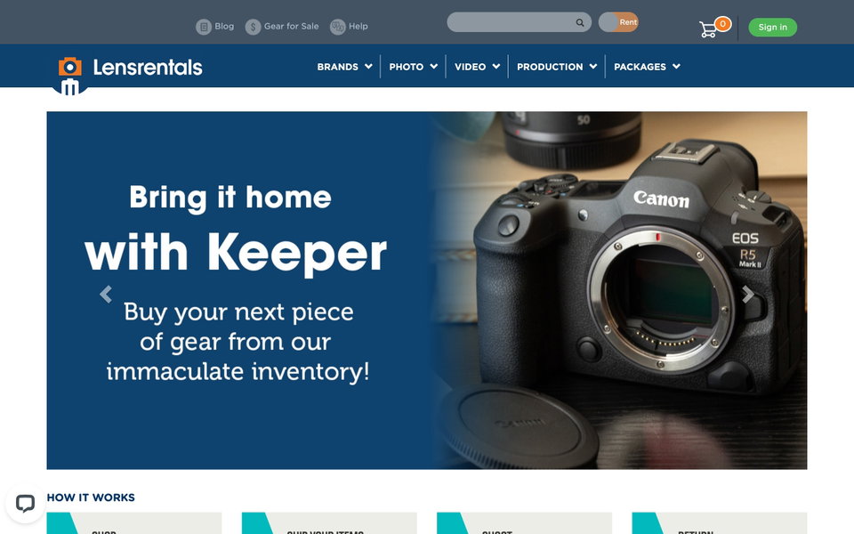 Lensrentals website