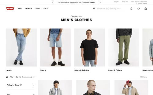 Levis website screenshot