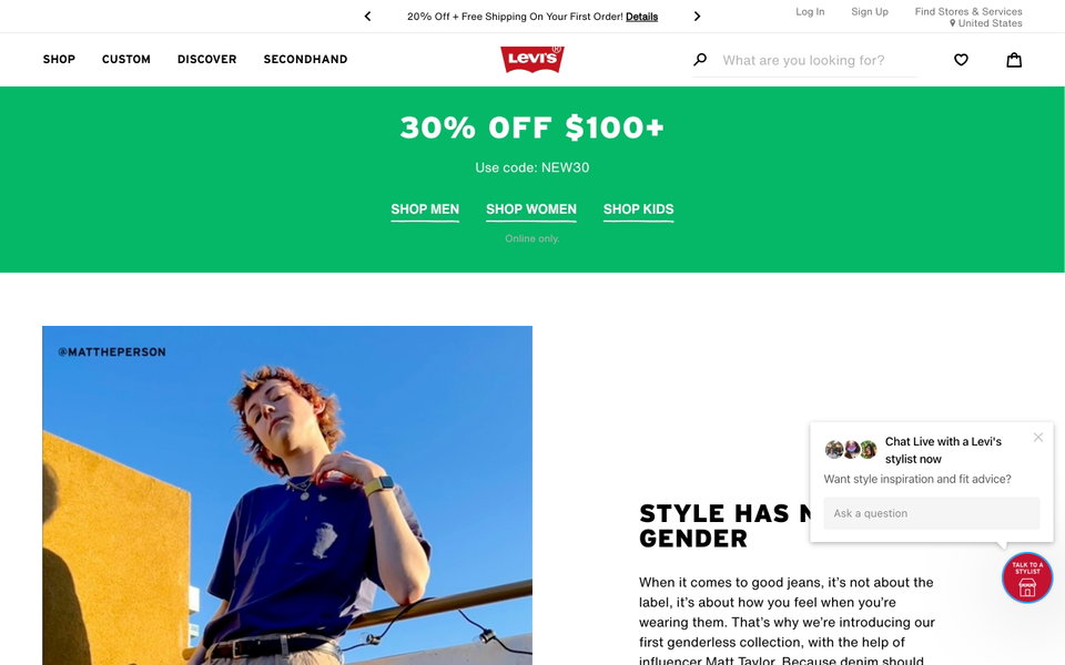 Levis website