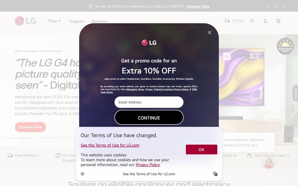 LG Electronics USA website