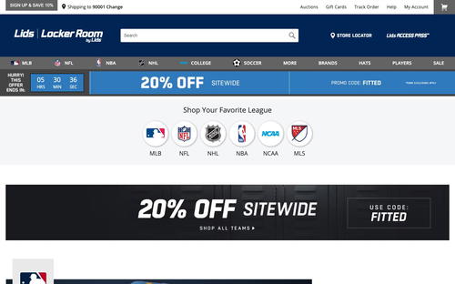 Lids website screenshot