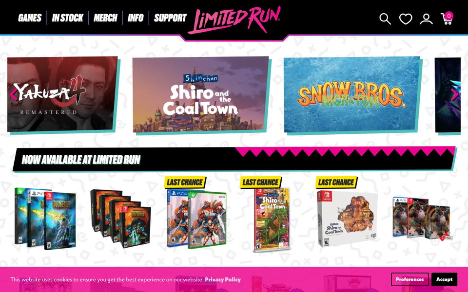 Limited Run Games website