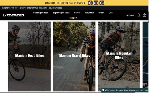 Litespeed Bicycles website screenshot