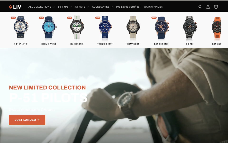 LIV Watches website