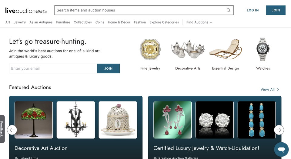 LiveAuctioneers website