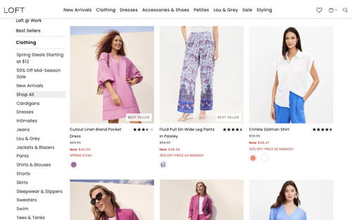 LOFT website screenshot