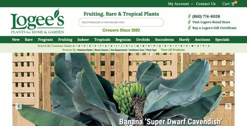 Logee's Plants website screenshot