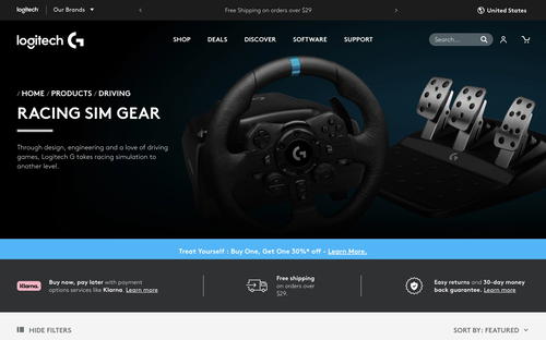 Logitech G website screenshot
