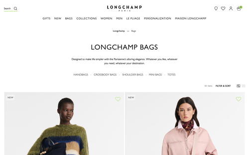 Longchamp website screenshot