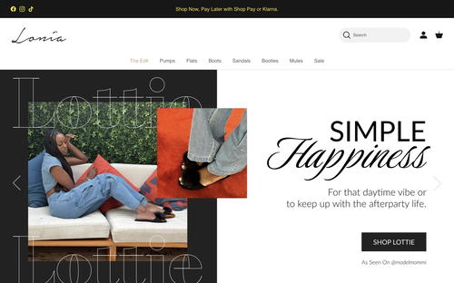 Lonia Shoes website screenshot