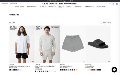 Los Angeles Apparel website screenshot