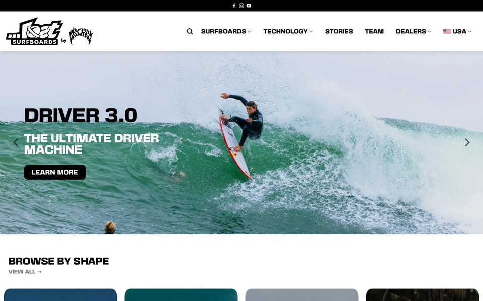 Lost Surfboards website