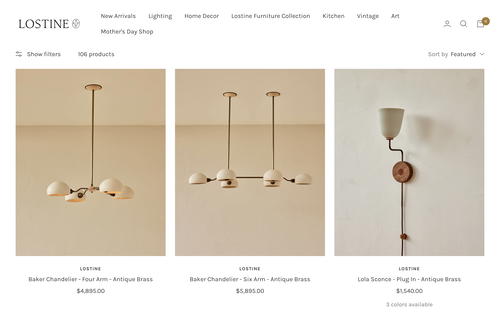 Lostine website screenshot