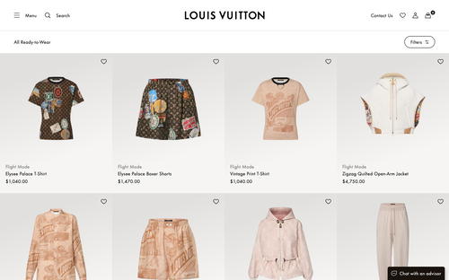 Louis Vuitton website screenshot