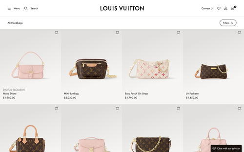 Louis Vuitton website screenshot