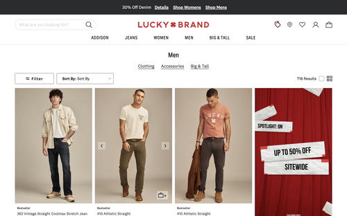 Lucky Brand website screenshot