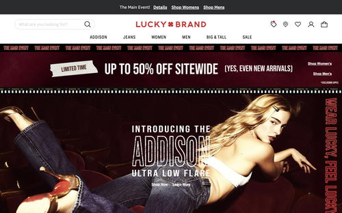 Lucky Brand website screenshot