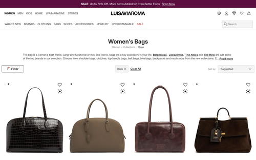 LuisaViaRoma website screenshot