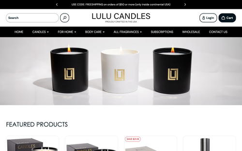 Lulu Candles website screenshot