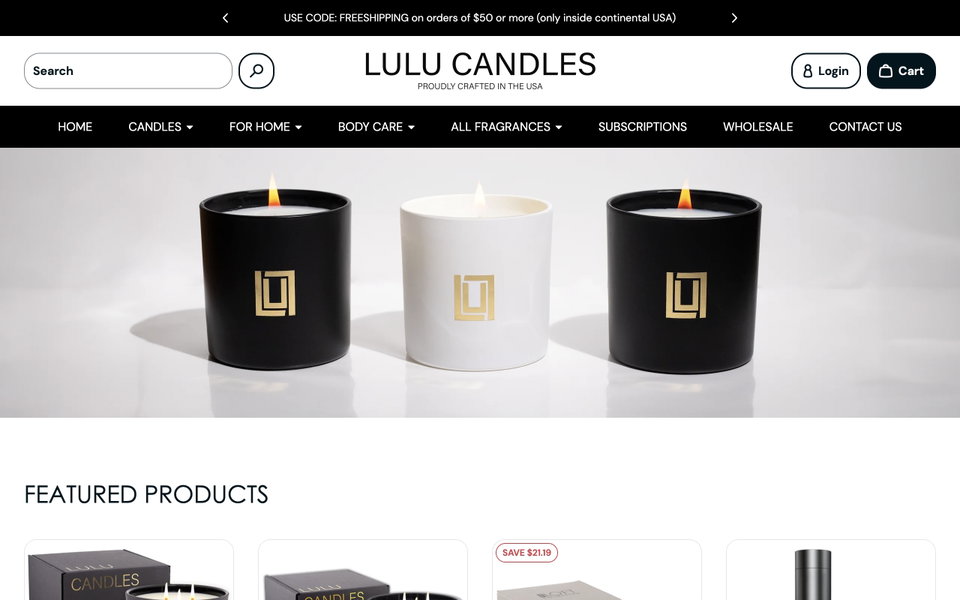 Lulu Candles website