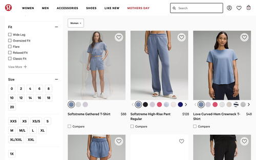 lululemon website screenshot