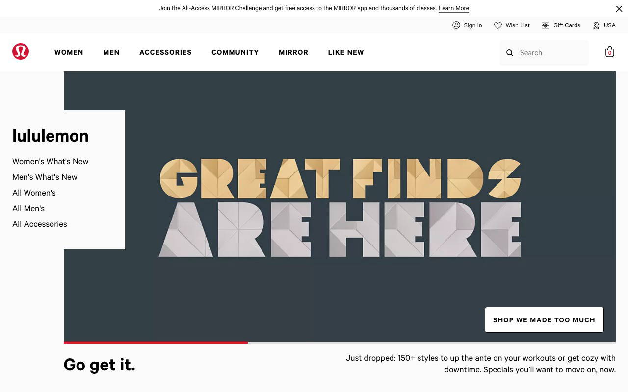 lululemon screenshot