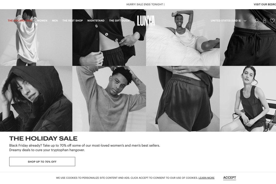 Lunya website