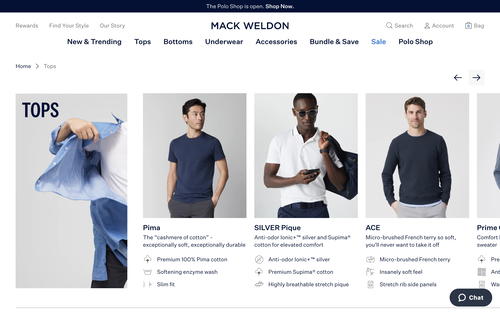 Mack Weldon website screenshot