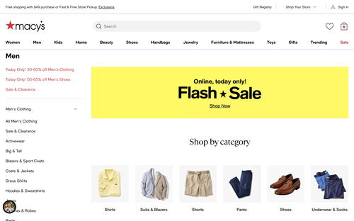 Macy's website screenshot