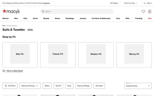Macy's website screenshot